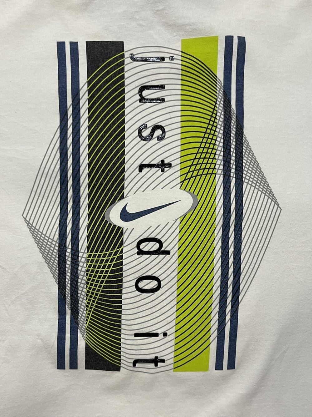Vintage 90s Nike Just Do It White Neon Blue Black Graphic Tee Mens Large Mexico